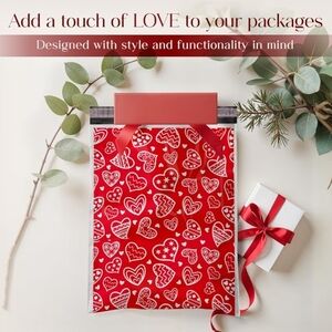 50✨️10x13 Red Heart Patterned Shipping Bags